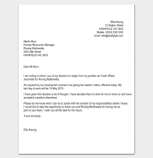 Formal resignation letter with notice period. Resignation Letter Template Format Sample Letters With Tips