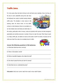 Traffic Jams Reading Worksheets Reading Comprehension Worksheets 2nd Grade Reading Worksheets