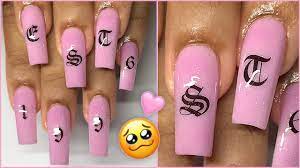 Fiche d'exercice maternelle gs cp ce1 ce2. Old English Letter Nails Fast Easy Step By Step Acrylic Nails Tutorial Diy Youtube