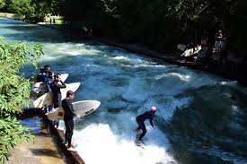General information, opening hours & entrance fees, directions eisbach is part of a system of streams constructed inside englischer garten in 1780. Eisbachwelle Muenchen Englischer Garten Coconut Sports