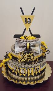 18th Birthday Money Cake Pittsburgh Penguin Theme Money Cake Visit My Facebook Page For More Pics And Orders H Birthday Money Money Cake Money Birthday Cake