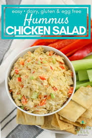 Hummus Chicken Salad With No Mayo Dairy Free Gluten Free Egg Free Recipe In 2020 Hummus Chicken Hummus Chicken Salad Chicken Salad