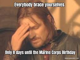 Only 8 Days Until The Marine Corps Birthday Everybody Brace Meme Generator