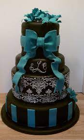 Black White And Teal Wedding Cake Teal Wedding Cake Teal Cake Purple Wedding Cakes