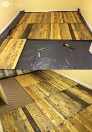 Here S How We Made A Removable Pallet Kitchen Floor Pallet Floors Diy Flooring Wood Pallet Flooring