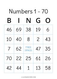 If you have microsoft excel, you can also generate your own personalized printable bingo cards with our free bingo card. 1 70 Number Bingo