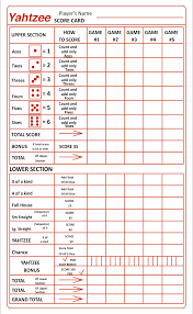 Senioren yatzy groß pdf / knobel blatt vorlage kostenlos downloaden : Yahtzee Score Card Fillable