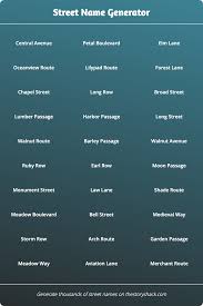 We did not find results for: Street Name Generator 1000s Of Random Street Names