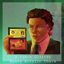 SAW Mark Hoffman 3.5inch Glitter Epoxy Acrylic Charm + Glitter Sticker