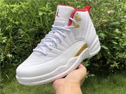 Jordan 12 Retro Black Metallic Gold White W Air Jordan 12 Fiba White University Red Metallic Gold 2019 Shoes Air Jordans White And Gold Jordans Girls Wearing Jordans