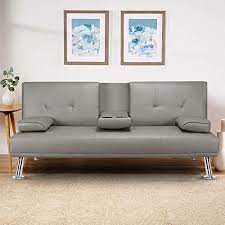 Furniture home baby target best choice products. Mooseng Home Convertible Futon Sofa Bed Modern Faux Leather Fold Up And Down Recliner Couch 2 Cup Holders Gray Buy Online In Mongolia At Mongolia Desertcart Com Productid 202729543
