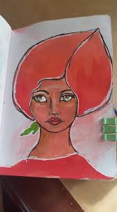 woman posing in fruit arrangement