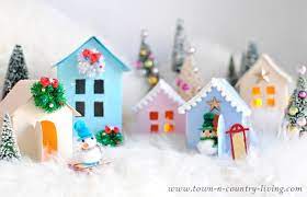 Use My Free House Template Printable To Create Your Own Festive Christmas Village For The Holiday Season Diy Christmas Village Christmas Art Christmas Village