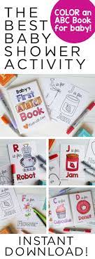 Abc Book Baby Shower Activity Personalized Alphabet Coloring Etsy Baby Shower Book Baby Shower Activities Baby Books Diy