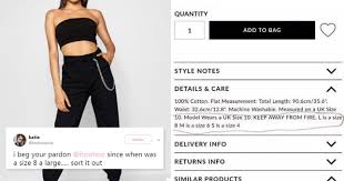 Boohoo Has Come Under Fire For Labelling Size 8 Clothes As