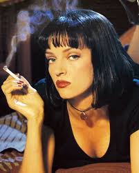Uma Thurman S Blunt Bob In Pulp Fiction Is One Of The Most Iconic Movie Hairstyles Pulp Fiction Costume Pulp Fiction Uma Thurman Pulp Fiction
