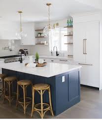 Kara Love The Day Blue And White Island And The Way Other Colors Black Gold Wood Add Warmth Home Kitchens Home Decor Kitchen Kitchen Design