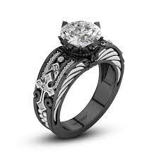 Gothic Style Cross Inspired Round Cubic Zirconia Engagement Ring Gothic Engagement Ring Vintage Engagement Rings Victorian Engagement Rings