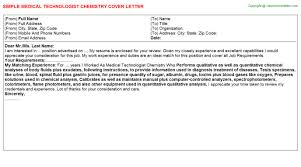 Medical Technologist Chemistry Cover Letter