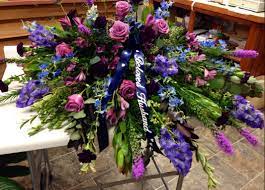 Compare funeral flowers and find top offers. Purple And Blue Casket Spray Memorial Flowers Funeral Flowers Casket Flowers