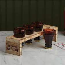 Check out our pint glass holder selection for the very best in unique or custom, handmade pieces from our drink & barware shops. S 4 Beer Bottle Top Shot Glasses W Wood Holder
