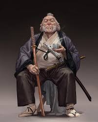 Human Dwarf Male Katana Character Art Samurai Artwork Samurai Art