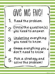 Word Problem Strategy Give Me 5 Word Problem Strategies Word Problem Strategies Anchor Chart Solving Word Problems