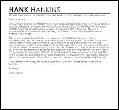Download this template for free and get to craft an effective letter that goes along with your resume. Network Specialist Cover Letter Sample Cover Letter Templates Examples