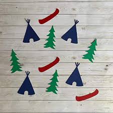 Also my favorite style for camping. 2in Confetti Set Canoe Cut Outs Teepee Cut Outs Tree Cut Outs Canoe Theme Camping Theme Fishing Theme Woodland Party Supplies River Decorations Confetti From Naturecuts Accuweather Shop