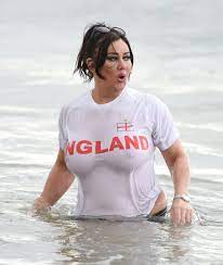 Lisa Appleton rolls around in the sea and bares her boobs in a see-through  England top on holiday | The Sun