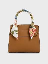 Túi xách nữ phom chữ nhật Scarf Wrapped camel - CHARLES & KEITH VN