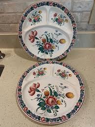 2-vintage Villeroy & Boch Old Abbey Ware Fleurs 1592 Divided Plates  Marseille