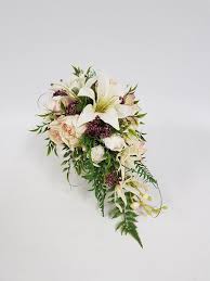 Artificial wedding flowers brides teardrop bouquet posy grass. Petite Teardrop Bridal Wedding Bouquet Desflora