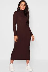 Jumbo Rib Roll Neck Midi Dress Boohoo Turtleneck Midi Dress Midi Dress Midi Dress Bodycon