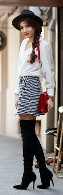 Black And White Houndstooth Skirt Outfit Houndstooth Skirt Outfit Idea