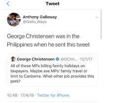Abbott, dutton, bernardi, abetz, andrews and christensen watched their electorates all vote yes. Anthony Galloway On Twitter George Christensen Has Deleted A Tweet He Sent From The Philippines In 2017 Twitter
