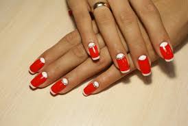 Francuski Manicure Czerwony Z Bialym