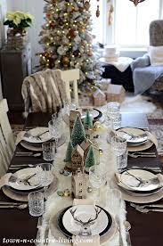 Shaker style design with clean lines and classic look. Christmas Table Setting Modern Country Style Town Country Living Christmas Table Winter Table Setting Christmas Table Settings