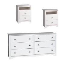 Mirrored bedroom furniture procura home blog. 3 Piece Set With 2 Nightstands And Dresser In White Finish Walmart Com Walmart Com