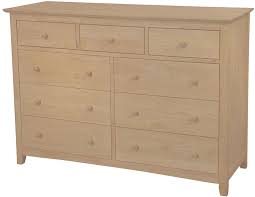 Parawood Lancaster 9 Drawer Dresser Natural Unfinished Furniture 9 Drawer Dresser Unfinished Furniture Furniture