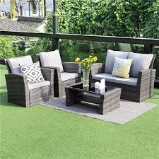 See more ideas about patio table, outdoor patio table, outdoor tables. 5 Piece Outdoor Patio Furniture Sets Wicker Rattan Sectional Sofa With Seat Cushions Gr Gray Patio Furniture Outdoor Patio Furniture Sets Patio Furniture Sets