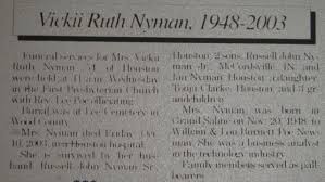 Vickii Ruth Newman Nyman (1948-2003)