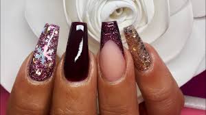 Acrylic nails can be short, medium or long, press on or glue on, be curved or square and there are styles for adults and adults will find fun acrylic nail designs too, including individually designed nails. Acrylic Nails Deep Burgundy Finish Filing Youtube