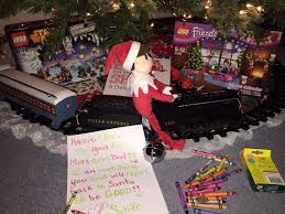 Elf On The Shelf First Day Arrival Idea Set Up Train Around The Tree And Set Out Advent Calendar Elf On The Shelf Holiday Season Gift Lego Calendar