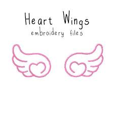 Heart Wings Embroidery Machine Files Pattern Design Hus Jef Etsy Machine Embroidery Patterns Machine Embroidery Heart With Wings