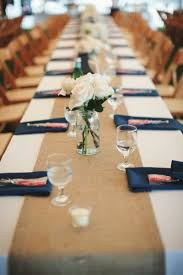 Burlap Runners On White Tables Style Me Pretty White Table Cloth Burlap Runner Navy Napkins Burlap Wedding Table Burlap Wedding Wedding Table