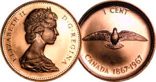 coin value canada 1 cent commemorative 1967