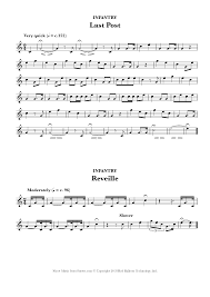 A tune that is played on a bugle at military funerals or when it is time for soldiers to go to…. Last Post And Reveille Infantry Sheet Music For Trumpet 8notes Com