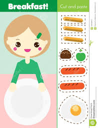 5 juegos para imprimir y disfrutar. Juego Educativo De Los Ninos Del Cortar Y Pegar Actividad De Papel Del Corte Haga Una Comida De Desayuno Con Pegamento Hoja De Tr Ilustracion Del Vector Ilustracion De Manzanas Papel