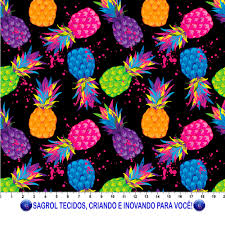 Em pintarcolorir, pode encontrar desenhos de abacaxi para colorir, imprimir e pintar. Tricoline Estampa Digital Abacaxi Colorido Fundo Preto Ref St 313 V001